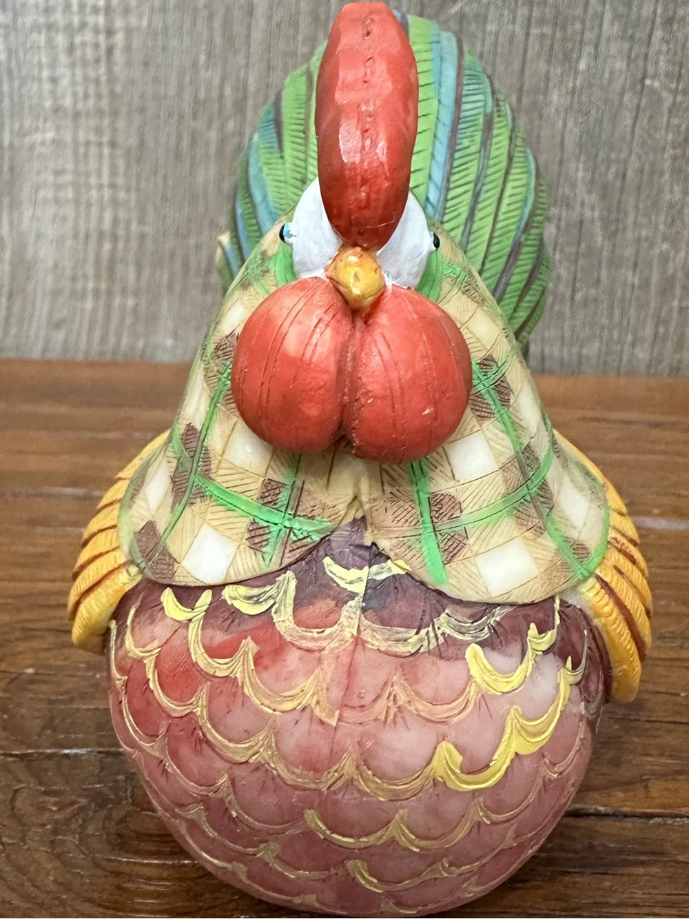 Rooster Folk Art Figurine in Hard Plastic Polyresin
